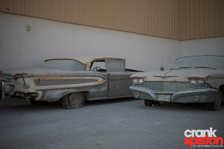 Illustration for article titled Hidden classic cars wait for surgery in Dubai